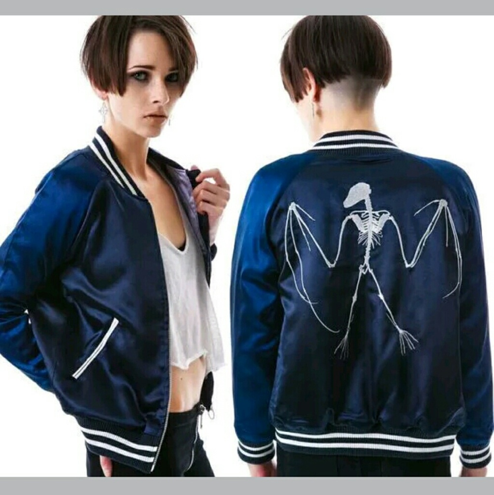 Zoe Karssen Bat Skeleton Baseball bomber jacket